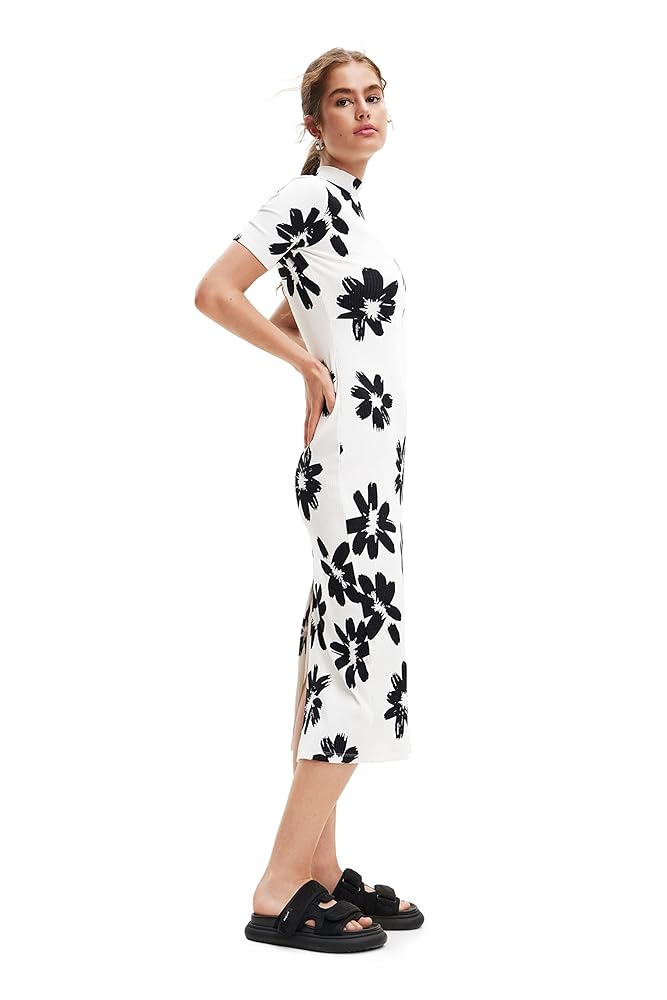 Desigual Women's Woman Knit Dress Short Sleeve, White, XS at